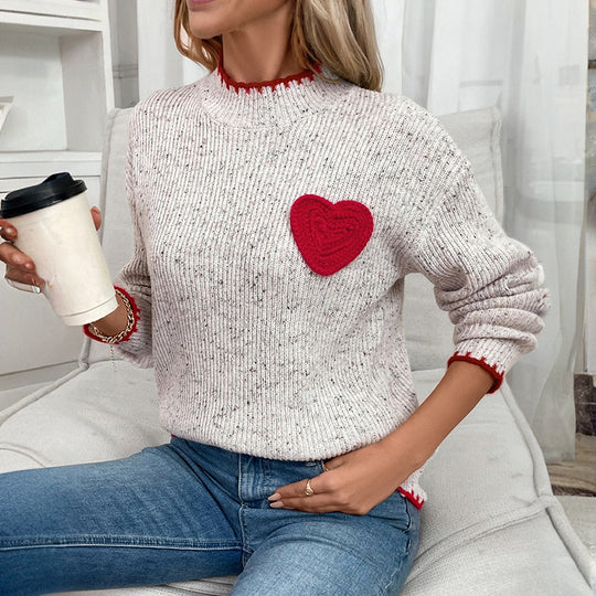 Damen Pullover mit Herzapplikation EB