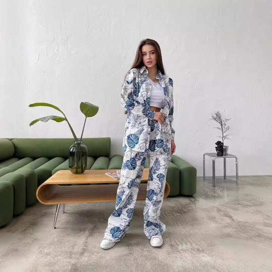 Damen lässiges Freizeit-Lounge-Set mit floralem Muster EB