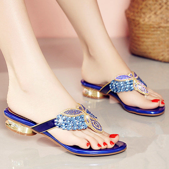 Damen Glamouröse Zehentrenner-Sandalen mit eleganten Schmuckdetails EB