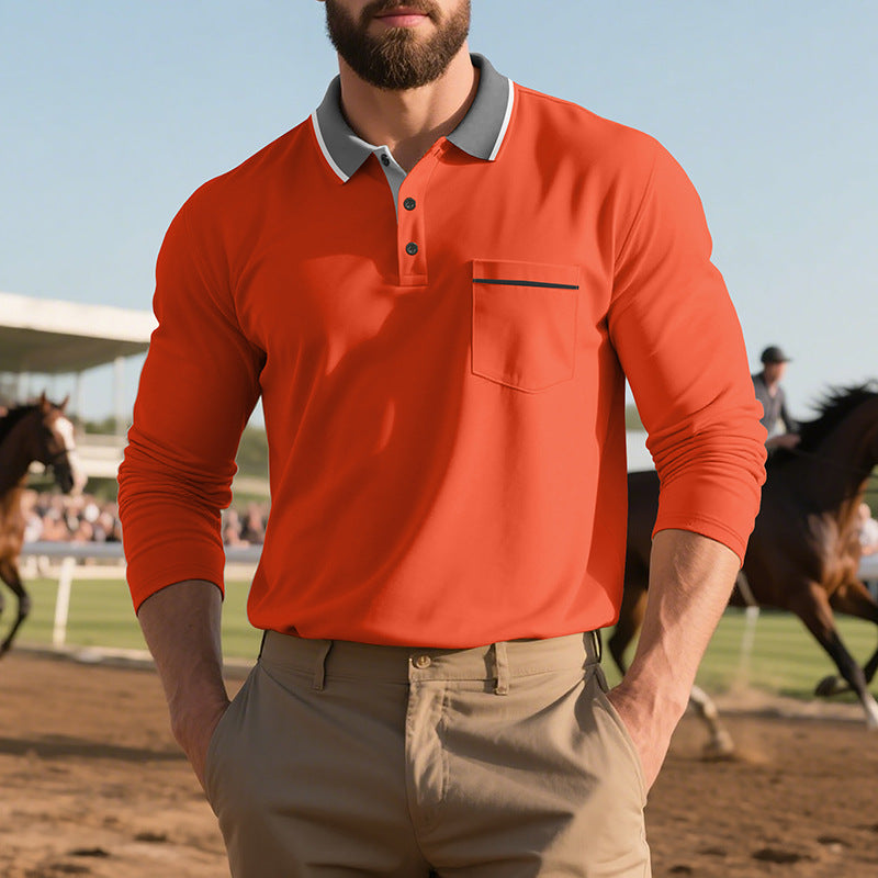 Herren Poloshirt mit trendigem Design und bequemen langen Ärmeln EB