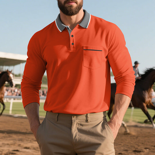Herren Poloshirt mit trendigem Design und bequemen langen Ärmeln EB