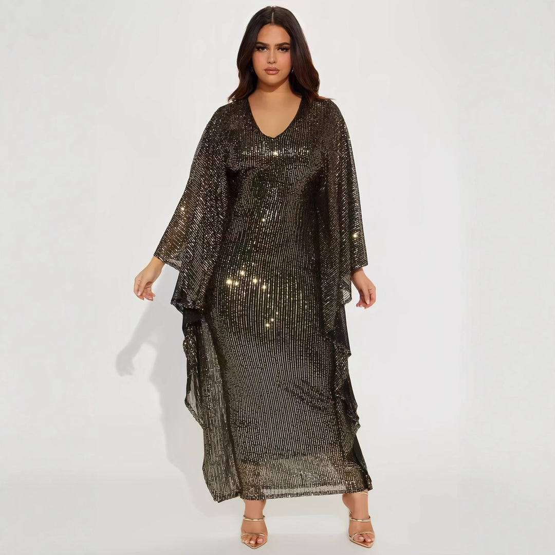 Damen Glamouröses Abendkleid mit funkelnden Pailletten und weitem Saum EB