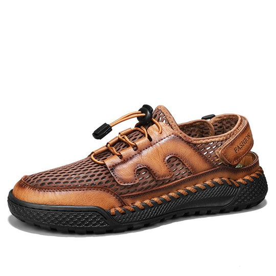 Damen Komfortable Mesh-Lederschuhe mit Schnellverschluss EB