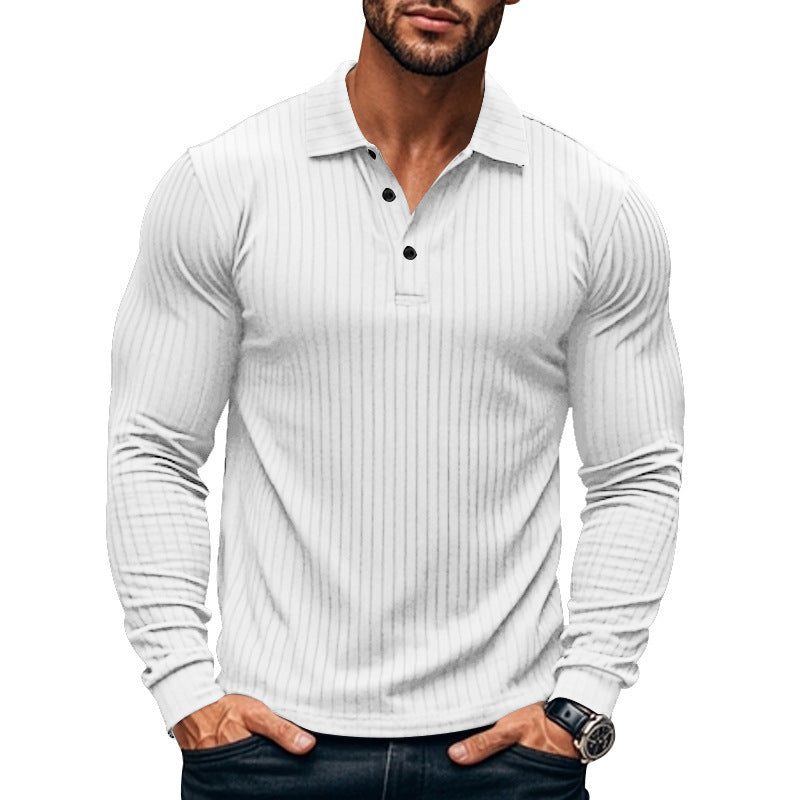 Herren Langarm-Henley-Shirt mit strukturiertem Rippenmuster EB