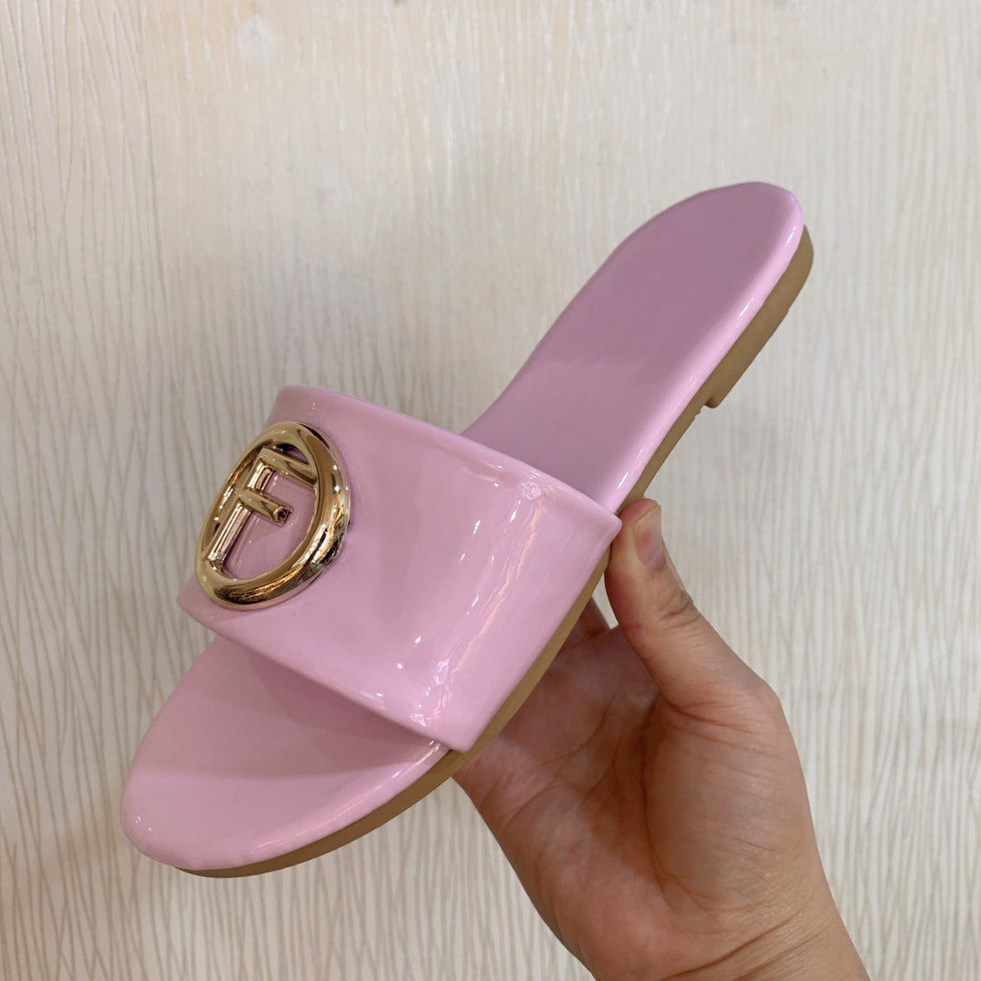 Damen Glamouröse Slide-Sandalen mit stylischem Logo-Akzent EB
