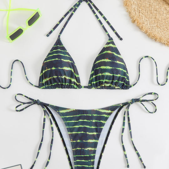 Damen Triangel-Bikini-Set mit verstellbaren Schnürdetails EB