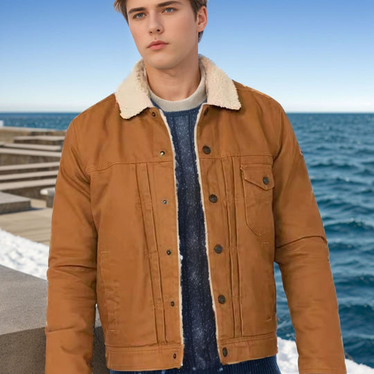 Herren kuschelige Denimjacke mit Sherpa-Futter EB