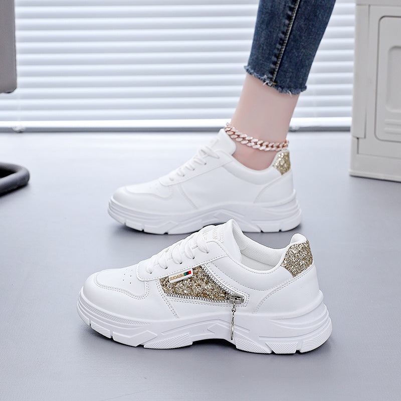 Damen Chunky Sneakers mit glitzernden Akzenten und rutschfester Sohle EB