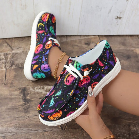 Damen Sneaker mit lustigem Halloween-Motiv und atmungsaktiver Sohle EB