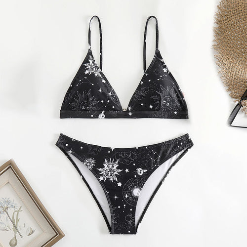 Damen Triangel-Bikini mit kreativem Galaxie-Design EB