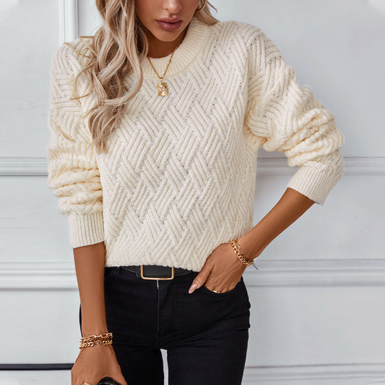 Damen Strickpullover mit modernem Strukturmuster und bequemer Passform EB