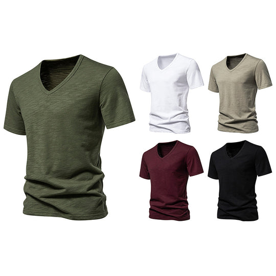 Herren V-Ausschnitt T-Shirt aus atmungsaktiver Baumwolle mit komfortablem Sitz EB