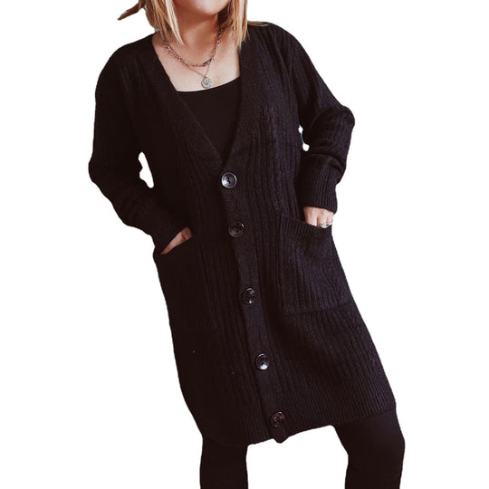 Damen Grobstrickjacke mit modernen Knopfdetails und lässigem Schnitt EB