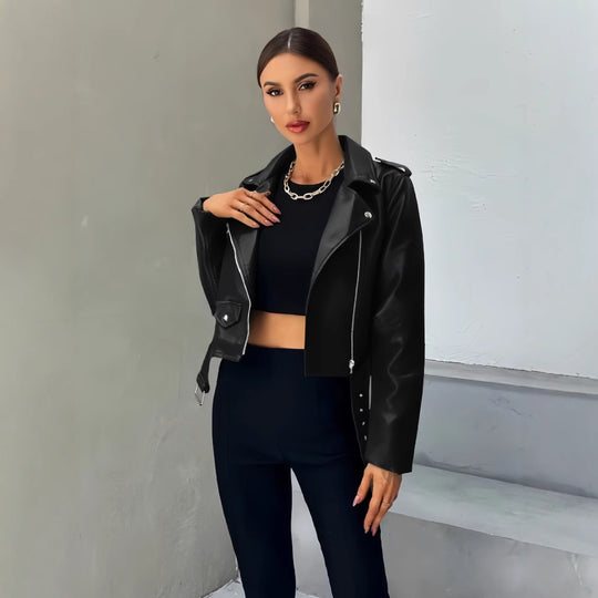 Damen cropped Bikerjacke EB