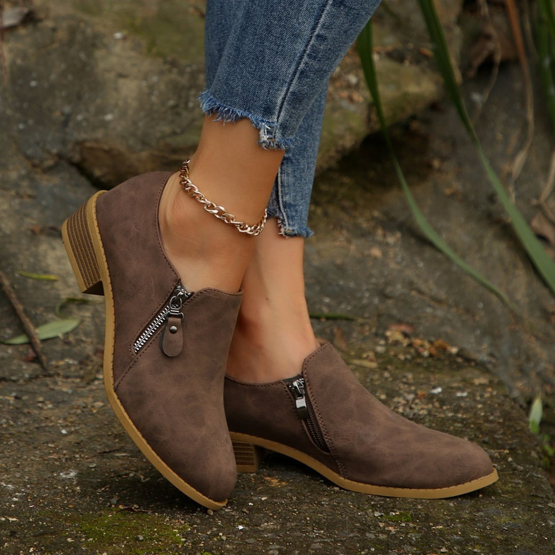 Damen modische Stiefeletten mit elegantem Reißverschlussdesign EB