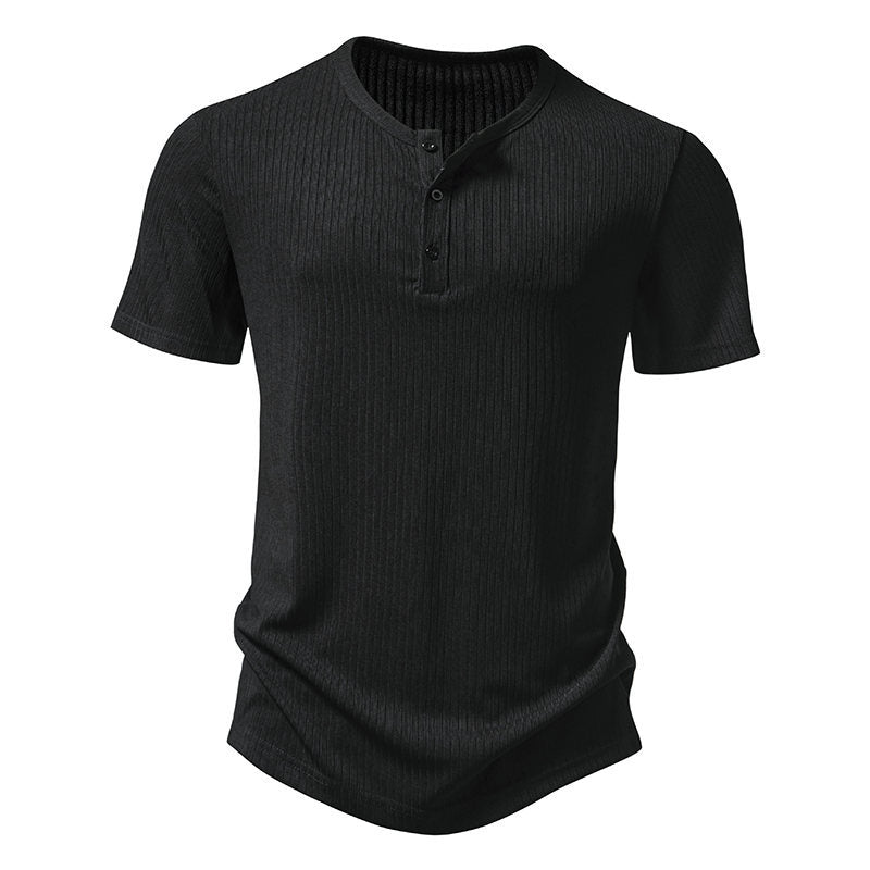 Herren Kurzarm-Henley-Shirt mit strukturiertem Design EB