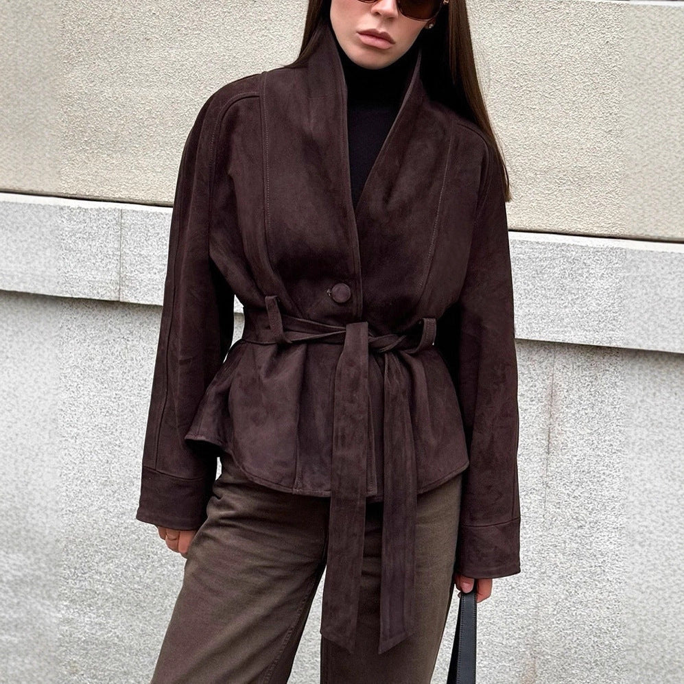 Damen Elegante Wendeblazerjacke aus hochwertigem Wildleder EB