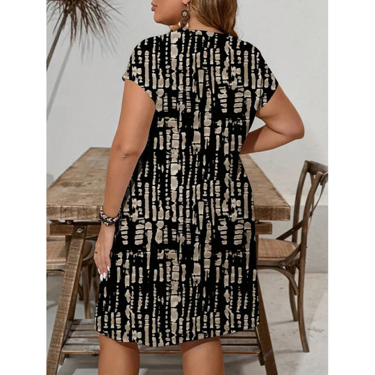 Damen lässiges Freizeitkleid mit modernem Mustermix EB