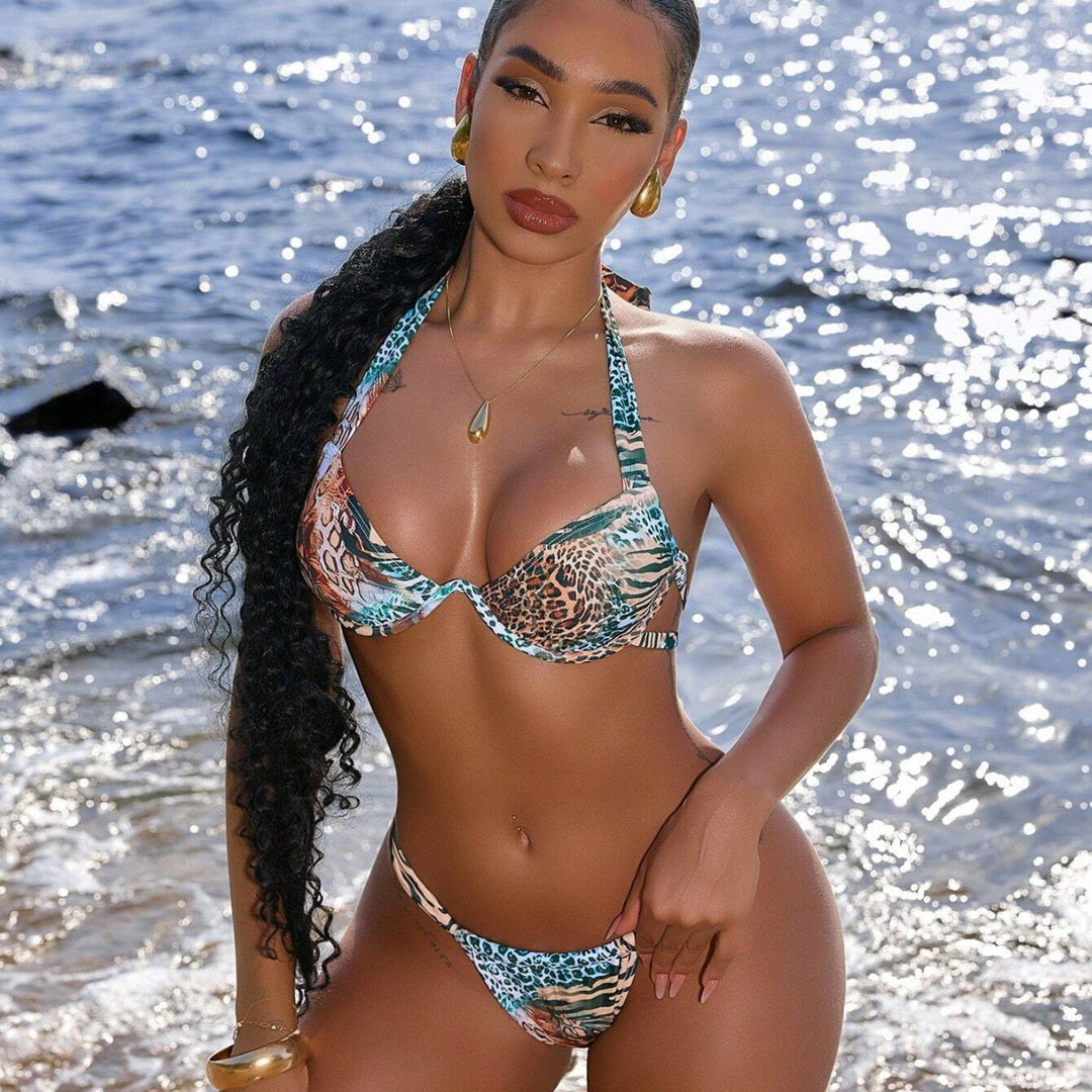 Damen Bikini-Set mit aufregendem Animal-Print und innovativem Push-Up-Oberteil EB
