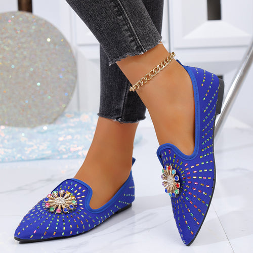 Damen flache Ballerinas mit funkelnder Applikation und modischem Design EB