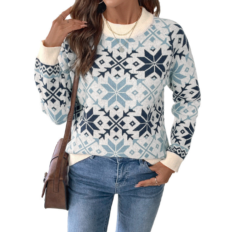 Damen gestrickter Pullover im Skandi-Stil EB