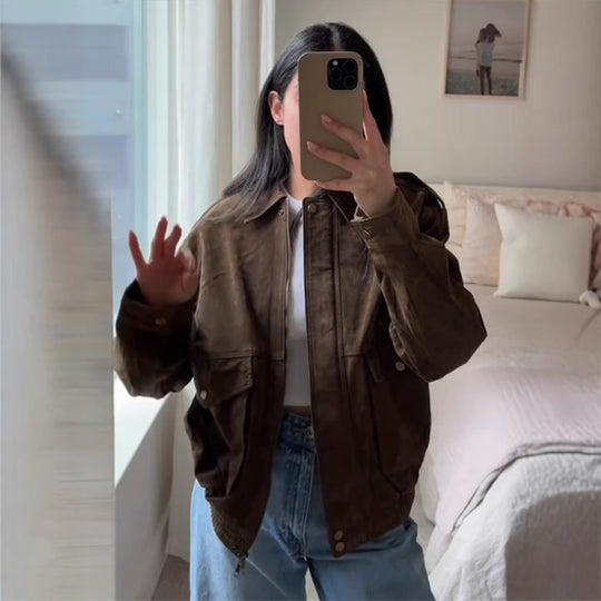 Damen jacke mit zwei großen Taschen und praktischem Reißverschluss EB
