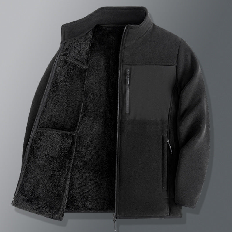 Herren funktionale Thermo-Fleecejacke mit weichem Teddyinnenfutter, Brustreißverschlusstasche und Zweiwege-Reißverschluss EB