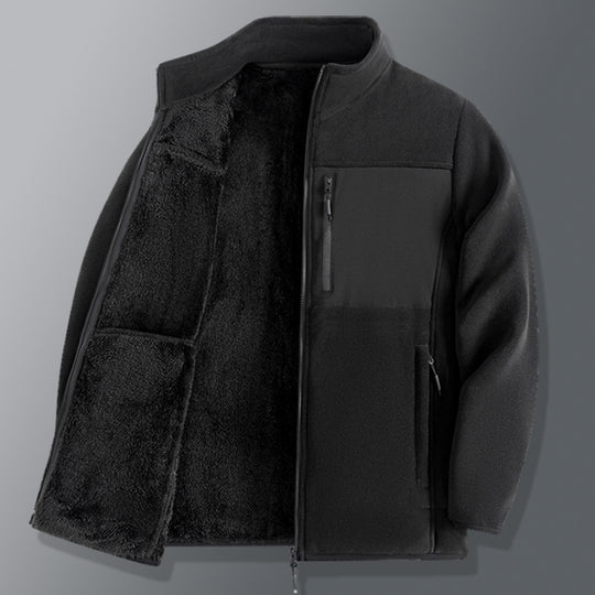 Herren funktionale Thermo-Fleecejacke mit weichem Teddyinnenfutter, Brustreißverschlusstasche und Zweiwege-Reißverschluss EB