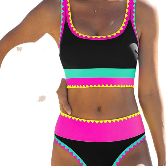 Damen Buntes Sportliches Bikini-Set EB