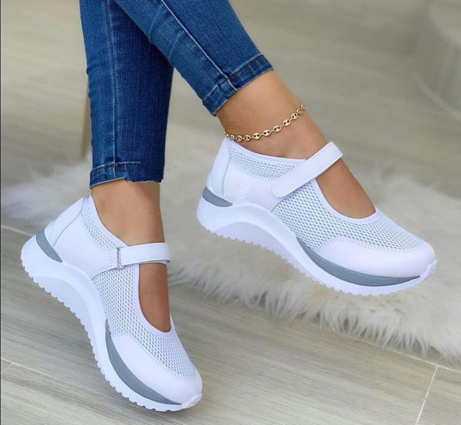 Damen Bequeme und atmungsaktive Sneakers mit verstellbarem Riemen EB