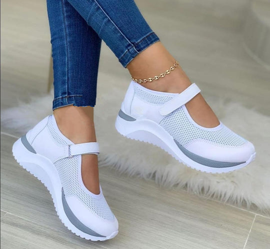 Damen Bequeme und atmungsaktive Sneakers mit verstellbarem Riemen EB