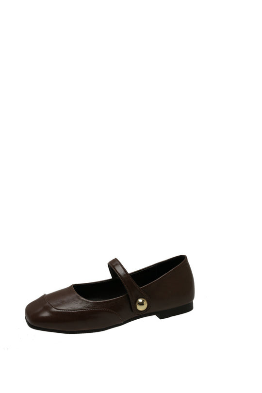 Damen Ballerinas mit elegantem Riemen und weicher Lederoberfläche EB