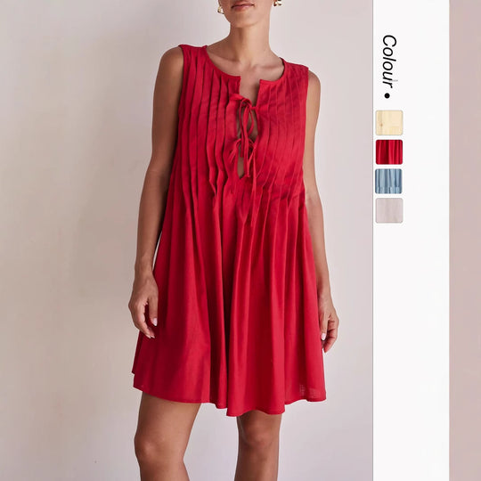 Damen A-Linien Kleid mit verspieltem Knoten und raffinierten Falten EB