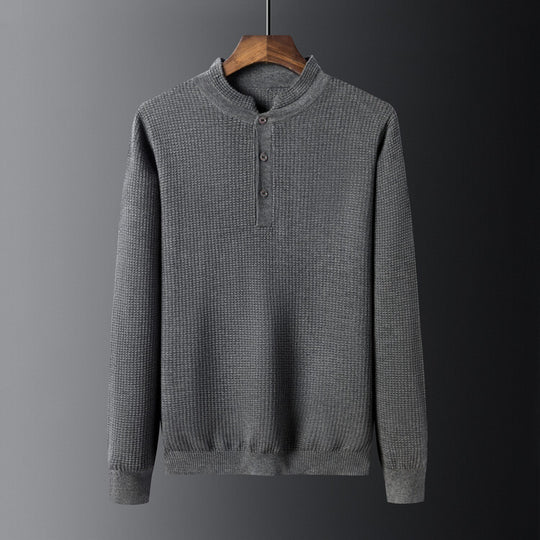 Herren Strukturierter Langarm-Pullover mit Knopfleiste EB