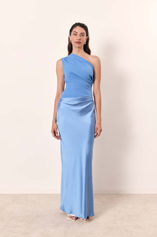 Damen elegantes Abendkleid mit asymmetrischem Schnitt und fließendem Design EB