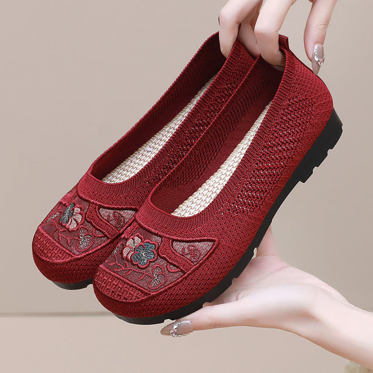 Damen Bequeme Ballerinas mit floralen Stickereien EB
