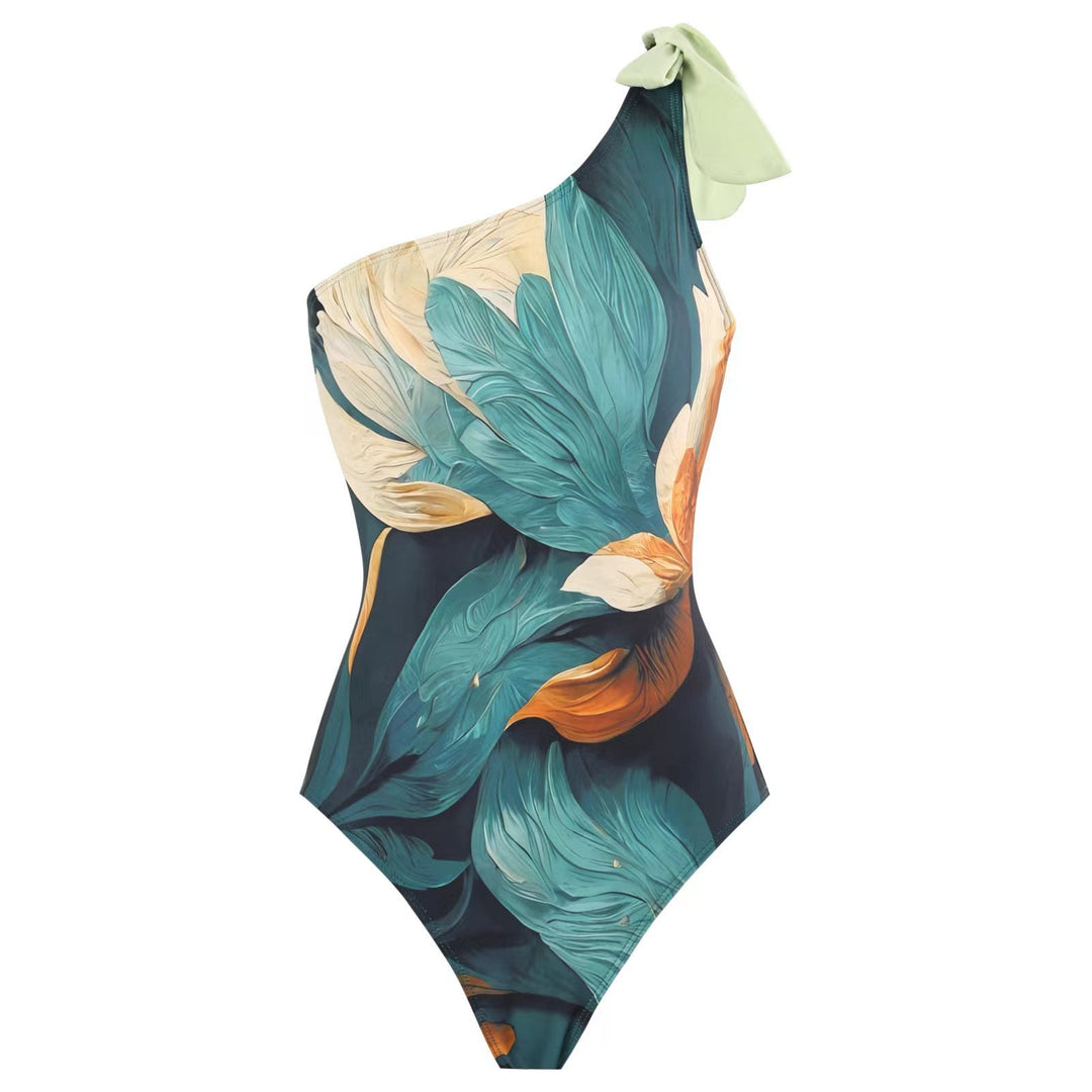 EB | Damen Badeanzug-Set mit Elegantem Asymmetrischen Design und Verspieltem Rockdetail