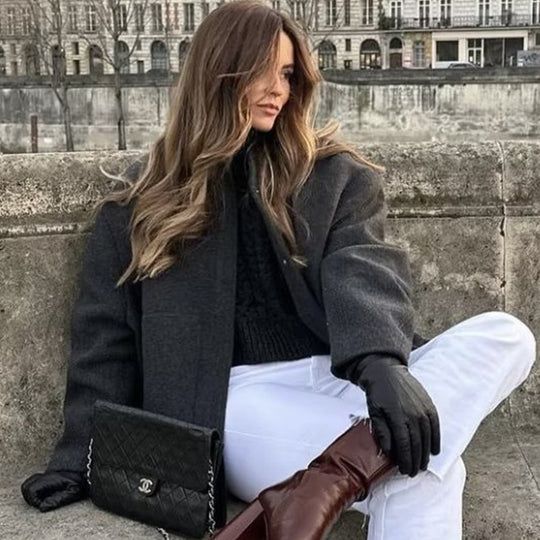 Damen Oversized Strickjacke aus weichem Teddystoff mit Stehkragen und seitlichen Taschen EB