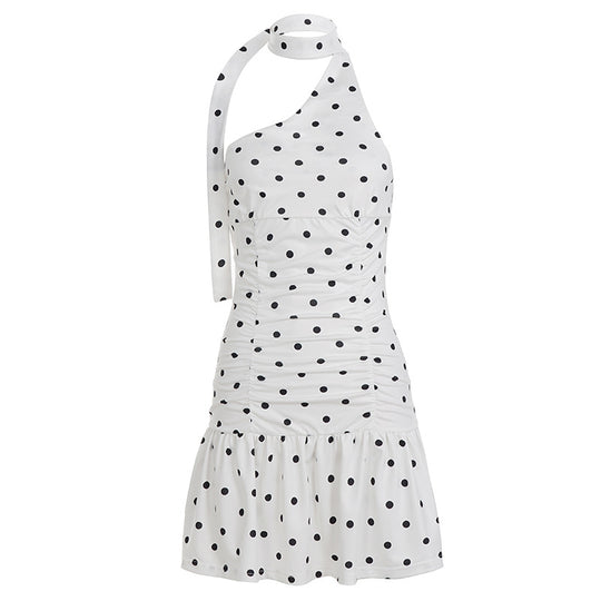 Damen Wasserfallkleid mit asymmetrischem Trägerdesign und Rüschensaum EB