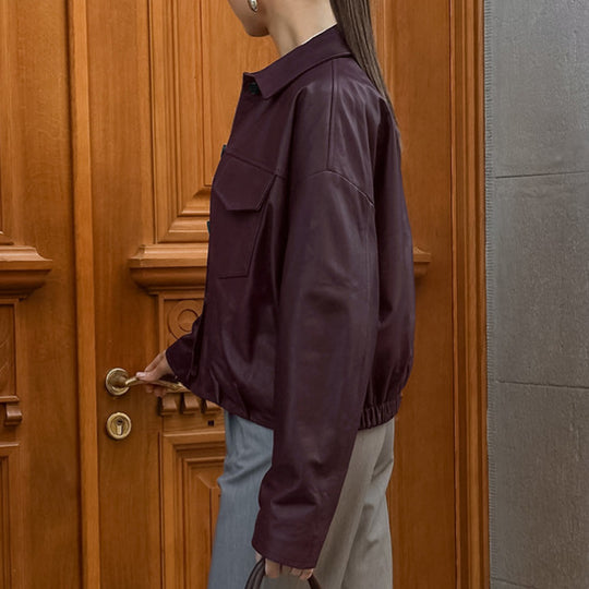 Damen Kunstlederjacke mit praktischen Taschen und modernem Schnitt EB