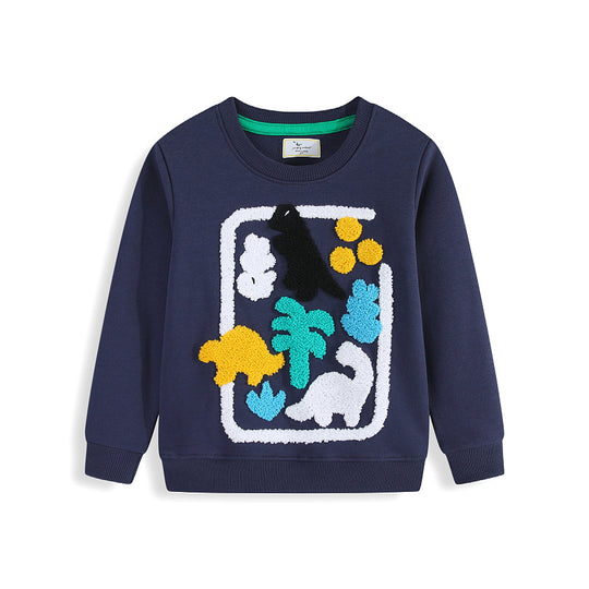 Jungen Sweatshirt mit buntem Dinosaurier-Applikationsdesign EB