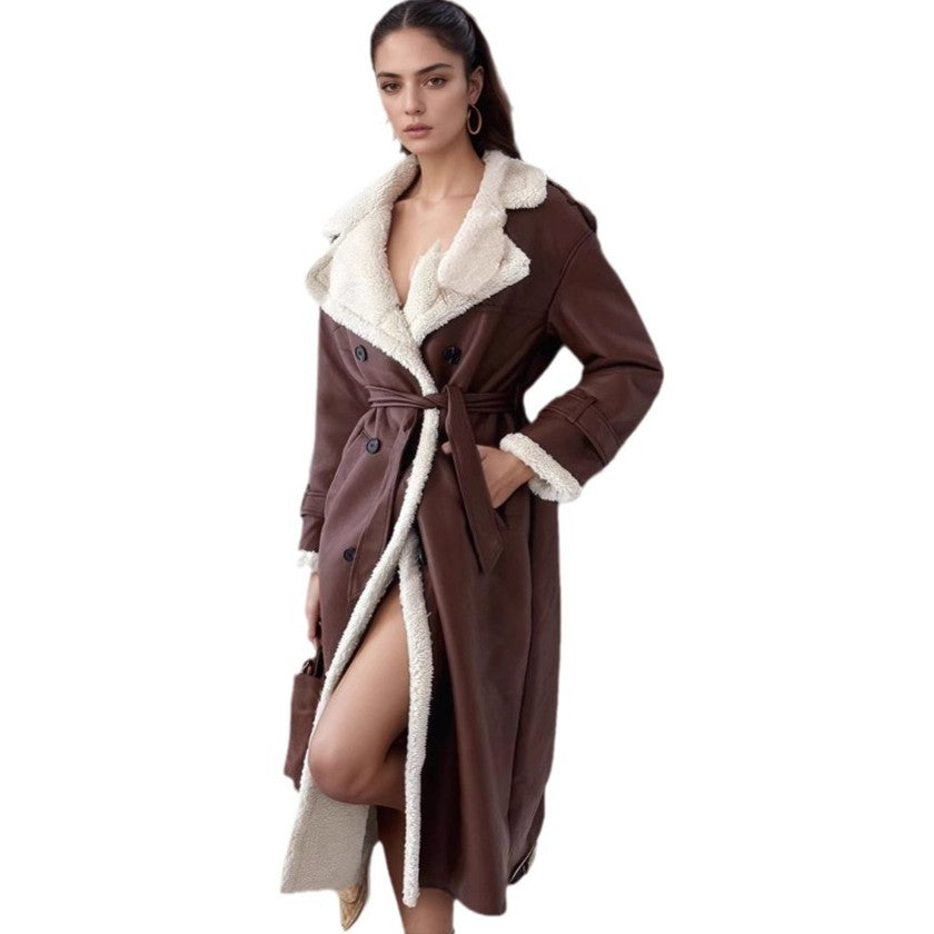 Damen Langer Teddy-Trenchcoat EB