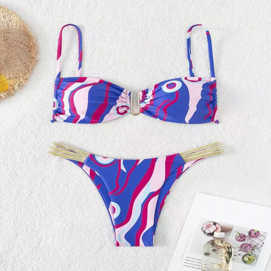 Damen Triangel-Bikini mit elegantem Raffungseffekt und modischen Akzenten EB