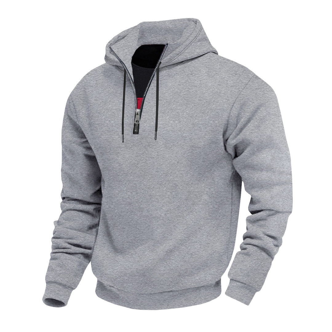 Herren Kapuzenpullover mit halbem Reißverschluss und kontrastierendem Innenfutter EB