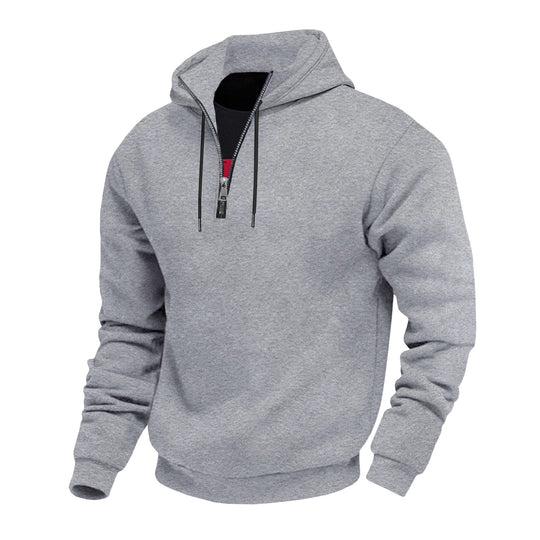 Herren Kapuzenpullover mit halbem Reißverschluss und kontrastierendem Innenfutter EB