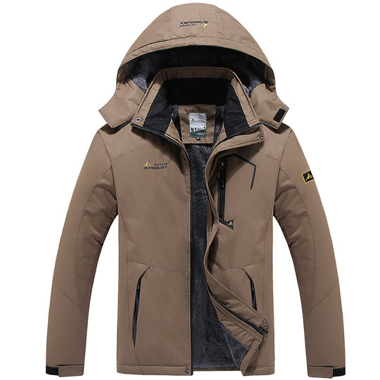 Herren multifunktionale wasserdichte Outdoorjacke mit abnehmbarem Fleece-Innenlayer und verstellbarer Kapuze EB