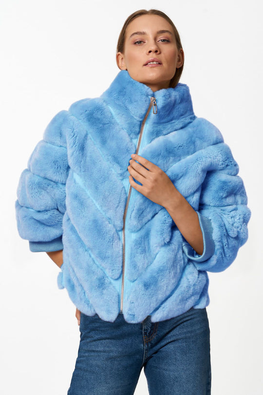 Damen Kuschelige Kunstpelzjacke mit Steppdesign EB
