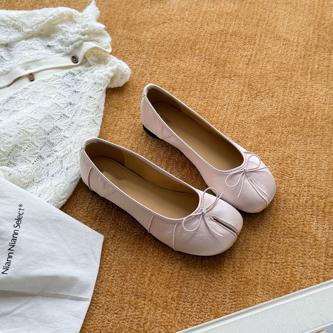 Damen Ballerinas mit modischem Schleifen-Detail und hochwertiger Oberflächenstruktur EB