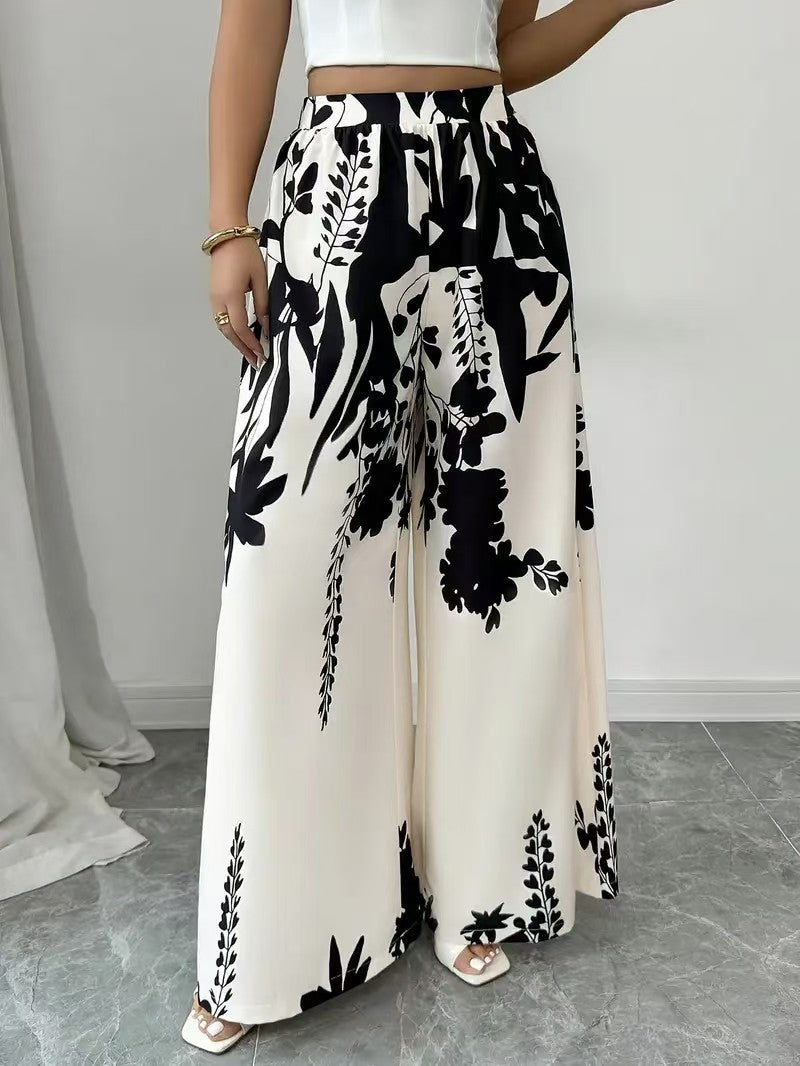 Damen weite Palazzo-Hose mit floralem Muster EB