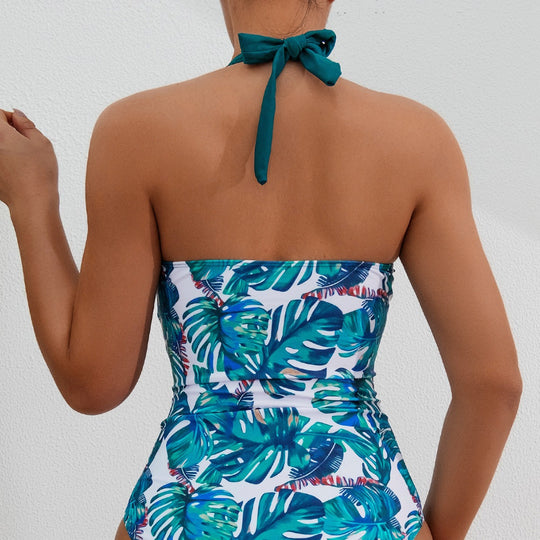Damen Hochgeschnittener Badesuit mit floralem Design EB